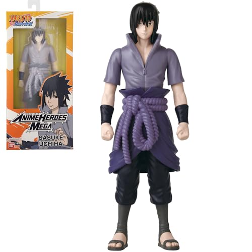 Bandai - Anime Heroes - Naruto Shippuden - Figurine Anime Heroes Mega 30 Cm - Sasuke Uchiwa - Licenza Ufficiale Naruto - Grande Figurina Articolata Sa