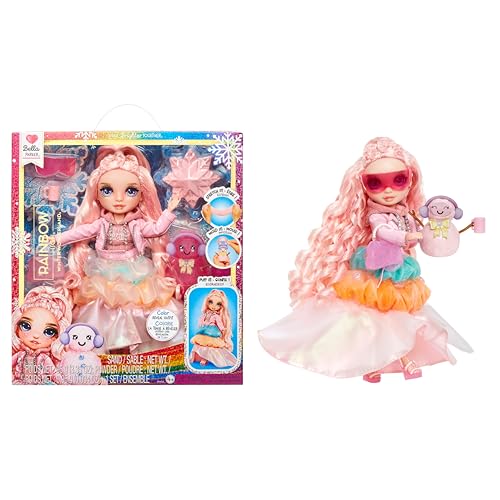 Rainbow High Winter Wonderland - Bella (Rosa) - Bambola Fashion Da 28 Cm, Con Neve Magica Nascosta Che Si Gonfia Con L'Acqua, Con Kit Per Pupazzo Di N