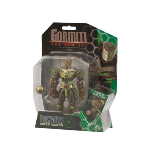 Gormiti The New Era - Gormita Del Clan Della Terra Rockard Glen Con Funzione Attacco, Action Figure 15 Cm Articolato, Eroe Con Armatura Verde Bronzo,P