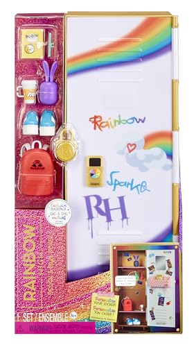 Rainbow High Design & Style - Set Da Gioco Armadietto Con Scaffali, Appendini, Accessori E Adesivi, Età 4 - 12 Anni