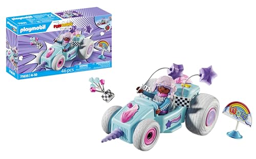 Playmobil Funstars 71635 Racing Unicorn, Kart Con Motore Pull-Back, Set Di Gioco Dinamico Per Corse Emozionanti, Giocattolo Per Bambini Dai 4 Anni In