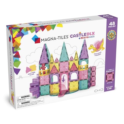 Magna-Tiles Castle Dlx - Set Di Costruzioni Magnetiche, 48 Pezzi, Marchio Originale Per Costruzioni Magnetiche