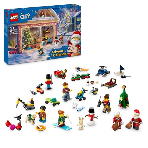 Lego City Calendario Dell’Avvento 2024, Giocattolo Per Il Conto Alla Rovescia Del Natale, Giochi Creativi Per Bambini E Bambine Da 5 Anni In Su Con 24