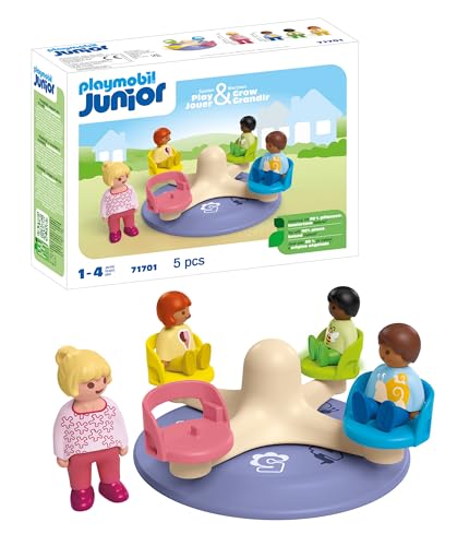 Playmobil Junior 71701 Giostra Per Bambini, Inclusi Sedili Girevoli, Giocattolo Sostenibile Realizzato In Plastica A Base Vegetale, Giocattolo Per Bam