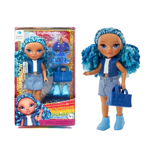 Rainbow High Littles - Sapphire Bradshaw - Bambola Fashion Piccola E Snodabile - Bambola Blu Alta 14 Cm Con Borsa E Animale Domestico Magico Yeti - Pe