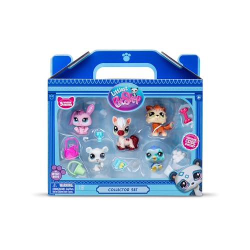 Bandai - Littlest Pet Shop - Set Da Collezione Tema Montagna Invernale 5 Animali E Accessori - Confezione Giocattolo Con Mini Figure Animali Carini -
