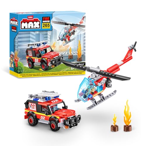 Set Giocattolo A Sorpresa Soccorso Antincendio Max Adventure, 265 Pezzi, Con Mattoncini Da Costruzione Adatti A Bambini Dai 5 Anni In Su Per Creare Ve