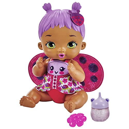 Mattel My Garden Baby - Bambola Junior Coccinella Con Accessori, Tra Cui Un Pannolino Riutilizzabile, Biberon, Giocattolo Per Bambini 3+ Anni, Hmx28