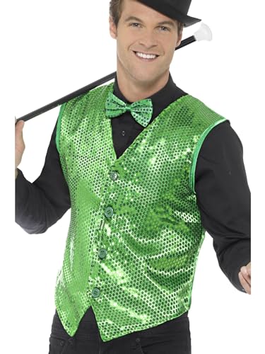 Smiffys Gilet Con Paillette, Verde