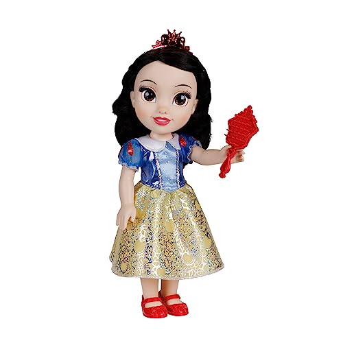Disney Princess – Bambola 38 Cm Di Biancaneve, Con I Suoi Abiti Iconici Arricchiti Da Dettagli Glitterati, Tiara Scintillante E Scarpette Coordinate,