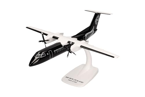 Herpa Snap-Fit Modellino Aereo Air New Zealand Dhc-8-300 - All Black Livery – Zk-Nem, Miniatura In Scala 1:100, Pezzo Da Collezione, Modello Con Suppo