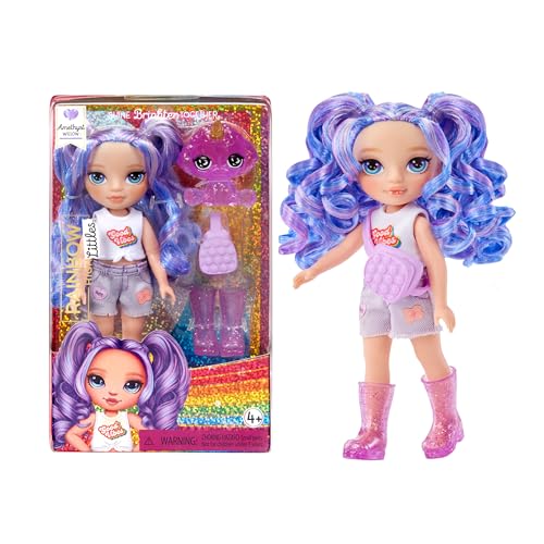 Rainbow High Littles - Amethyst Willow - Bambola Alla Moda Piccola E Snodabile - Bambola Viola Alta 14 Cm Con Borsa E Cane Magico - Per Bambini E Coll