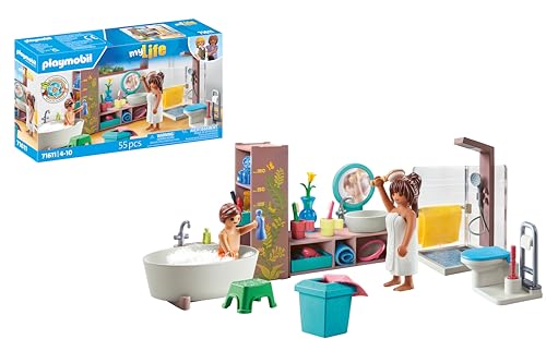 Playmobil Mylife 71611 Bagno Con Vasca, Include Due Personaggi E Numerosi Accessori, Realizzato Con Oltre L'80% Di Materiali Riciclati E Biobased, Gio