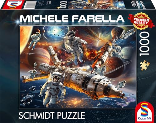Schmidt Spiele 58538-Puzzle Da 1000 Pezzi Magici Mondi Stellari, Senza Peso Nello Spazio, Michele Farella, Multicolore, 58538