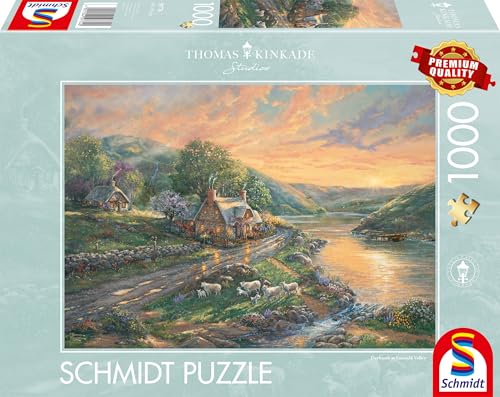Schmidt Spiele 59774-Puzzle Da 1000 Pezzi Con Immagine Di Thomas Kinkade, Motivo: Alba Di Smeraldo, Multicolore, 59774