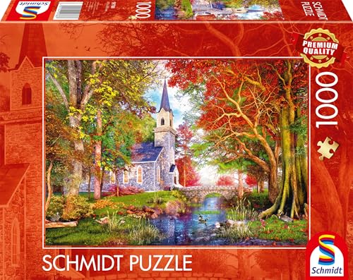 Schmidt Spiele 59788-Puzzle Da 1000 Pezzi, Motivo: Cappella In Autunno, Multicolore, 59788