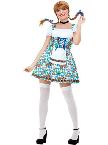 Smiffys Costume Bavarese Da Donna Blu, Con Abito A Motivi