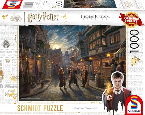 Schmidt Spiele 58548 Wizarding World, Harry Potter, Diagon Alley, Thomas Kinkade, Puzzle Da 1000 Pezzi, Multicolore