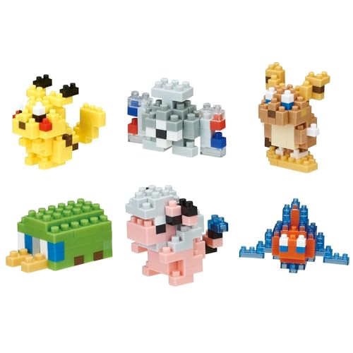 Bandai - Nanoblock - Confezione Mini-Figurine Pokémon Tipo Elettro - Set 6 Figurine Pokémon Da Assemblare Con Mattoncini - Kit Costruzione Giocattolo 