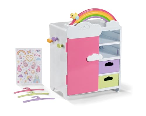 Baby Born Armadio Arcobaleno Per Bambole, Armadio Per Vestiti Con Design Arcobaleno E Suoni Allegri, 836040 Zapf Creation