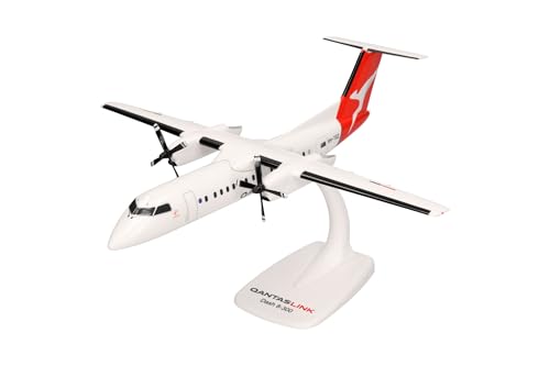 Herpa Snap-Fit Modellino Aereo Qantaslink Dhc-8-300 – Vhtqz “Bundaberg, Miniatura In Scala 1:100, Pezzo Da Collezione, Modello Con Supporto, Plastica