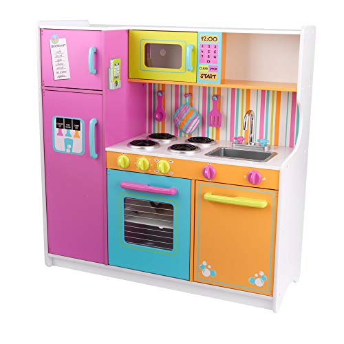 Kidkraft Cucina Giocattolo In Legno Deluxe Big And Bright Per Bambini Con Accessori Per Pentole E Telefono Giocattolo, Giochi Per Bambini 3+ Anni, 531