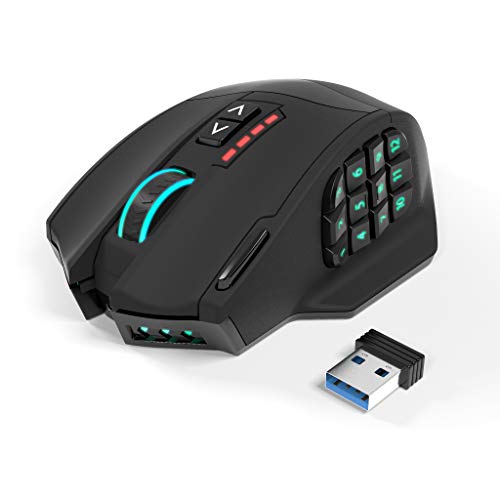 Mouse Da Gioco Wireless Senza Lag Gamspeed V8 Pro Rgb Mmo, Sensore Ottico Da 16.000 Dpi, Tecnologia Di Trasmissione A 2,4 Ghz, Design Ergonomico , Ill