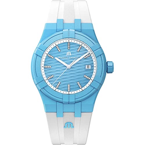 Maurice Lacroix Aikon #Tide Azzurro Bianco 40Mm Orologio Svizzero Al Quarzo Con Diamanti Ai2008-Aaaa1-3A0-0