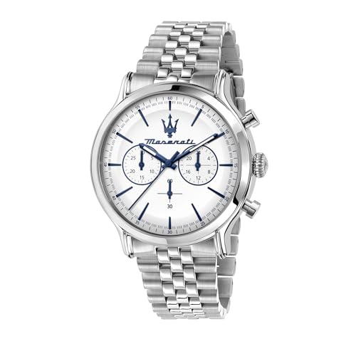 Maserati Orologio Uomo, Cronografo, Analogico, Cinturino In Acciaio, Impermeabile, Cassa 42 Mm, Collezione Epoca - R8873618034