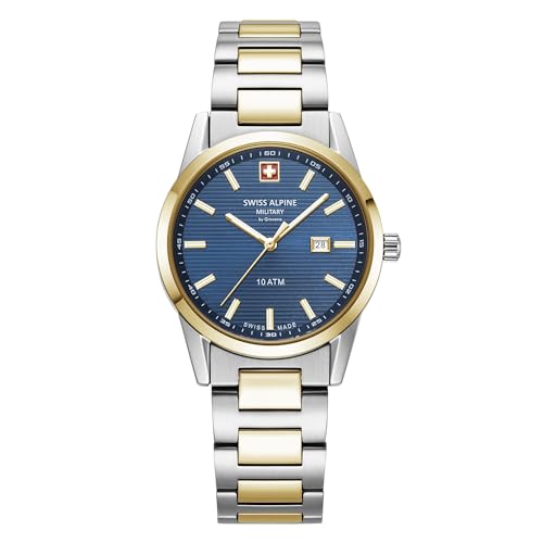 Swiss Alpine Military Orologio Da Donna Analogico Al Quarzo 77767.1 Acciaio Inossidabile, Bic-Gold/Bic-Gold/Blue - 1145Sam