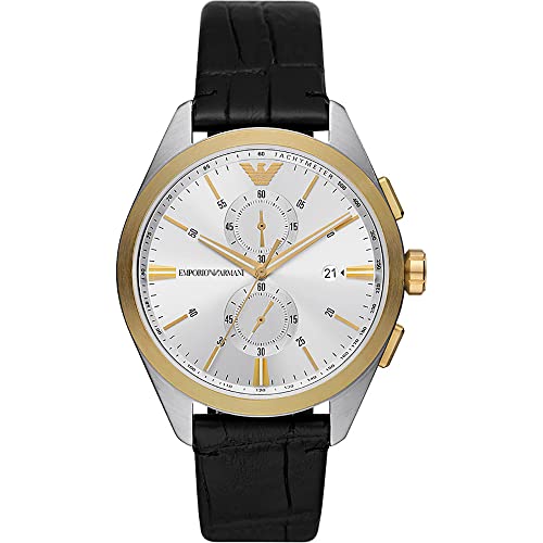 Emporio Armani Orologio Uomo, Movimento Al Quarzo, Cassa In Acciaio Inossidabile Nero 43 Mm Con Cinturino In Pelle, Ar11498