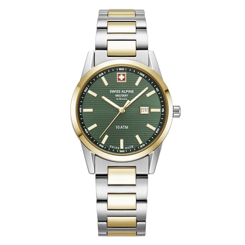 Swiss Alpine Military Orologio Da Donna Analogico Al Quarzo 77767.1 Acciaio Inossidabile, Bic-Gold/Bic-Gold/Green - 1144Sam