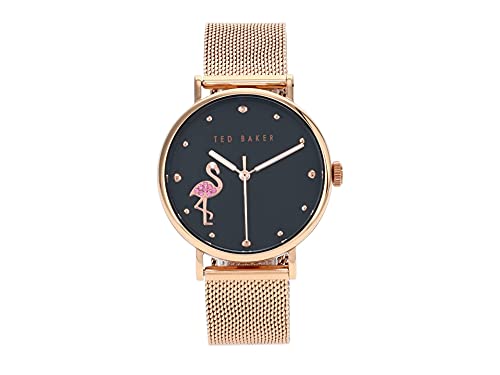 Ted Baker | Delle Donne | Fenicottero Phylipa | Bracciale In Maglia Oro Rosa | Quadrante Nero | Bkpphf019