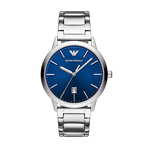 Emporio Armani Orologio Uomo, Movimento A Tre Lancette Con Data, Cassa In Acciaio Inossidabile 43 Mm E Bracciale In Acciaio Inossidabile, Ar11311