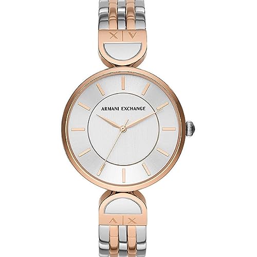 Armani Exchange Orologio A Tre Lancette Da Donna, Cassa In Acciaio Inossidabile Argentato Da 38 Mm Con Bracciale In Acciaio Inossidabile, Ax5383