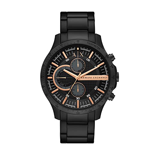 Armani Exchange Orologio Da Uomo, Movimento Cronografo, Cassa In Acciaio Inossidabile Nero Da 46 Mm Con Bracciale In Acciaio Inossidabile, Ax2429