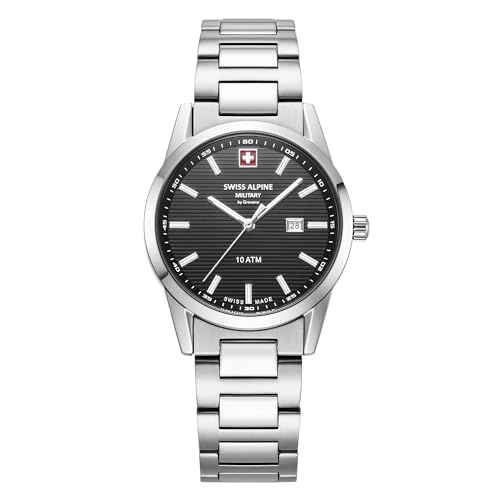 Swiss Alpine Military Orologio Da Donna Analogico Al Quarzo 7767.1 Acciaio Inossidabile, Acciaio/Acciaio/Nero - 1137Sam, Bracciale
