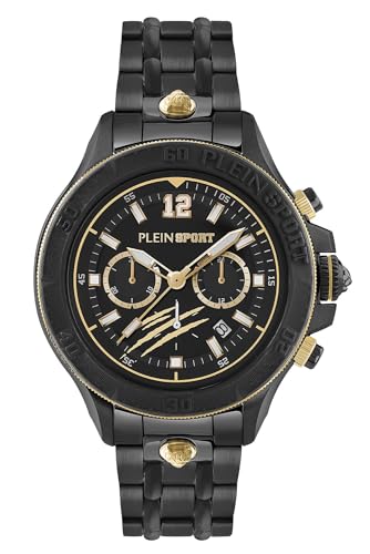 Plein Sport Warrior Tech Orologio Da Uomo Cronografo Analogico Al Quarzo, Ip Nero/Nero/Acciaio - Ps6Ba0824