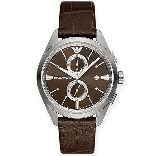 Emporio Armani Orologio Uomo, Movimento Cronografo, Cassa In Acciaio Inossidabile Da 43 Mm Con Cinturino In Pelle Pro-Planet, Ar11482