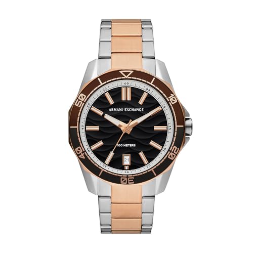 Armani Exchange Orologio Da Uomo A Tre Sfere In Acciaio Bicolore Con Datario, Ax1962