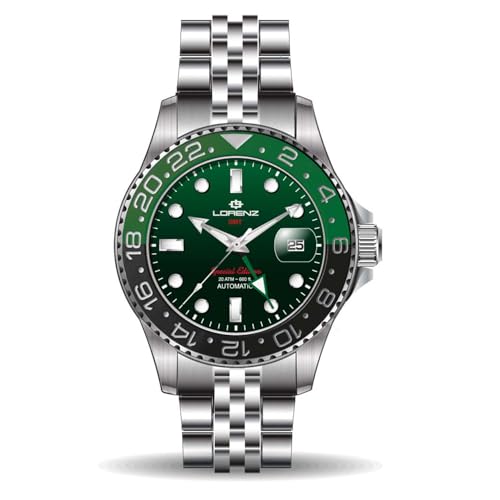 Lorenz Special Edition Gmt Two Tone 030257Cc Orologio Gmt Da Uomo Automatico Con Cinturino In Acciaio Inossidabile Sub 200 Metri