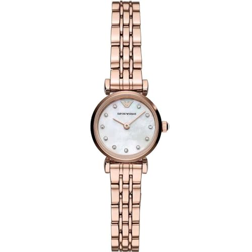 Emporio Armani Orologio Da Donna, Movimento A Due Lancette, Cassa In Acciaio Inossidabile Oro Rosa Da 22 Mm Con Bracciale In Acciaio Inossidabile, Ar1
