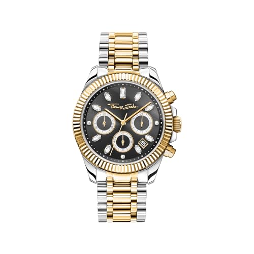 Thomas Sabo Divin Crono Cristallo (38 Mm) Quadrante Nero/Acciaio Inossidabile Bicolore Wa0398-291-201-38