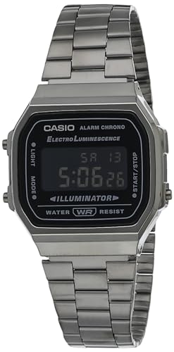 Casio Orologio Unisex Con Quadrante Nero Digitale Serie Vintage-A168Wgg-1Bdf, Nero E Grigio, 38.6×36.3×9.6Mm, Catena