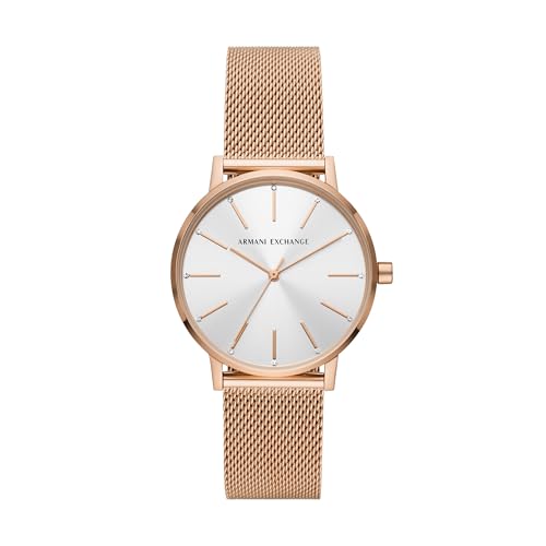 Armani Exchange Orologio Da Donna, Movimento A Tre Lancette, Cassa In Acciaio Inossidabile Oro Rosa 36 Mm Con Bracciale In Acciaio Inossidabile, Ax557