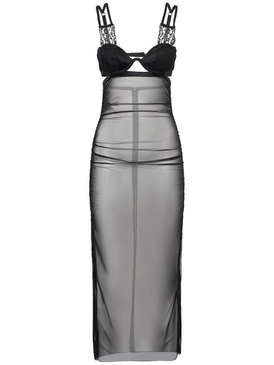 Stretch Tulle Midi Dress