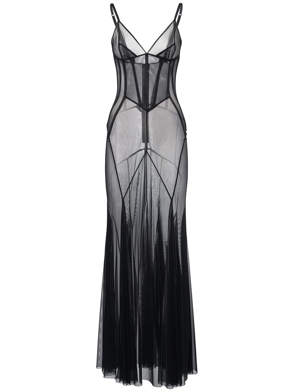 Stretch Tulle Long Dress