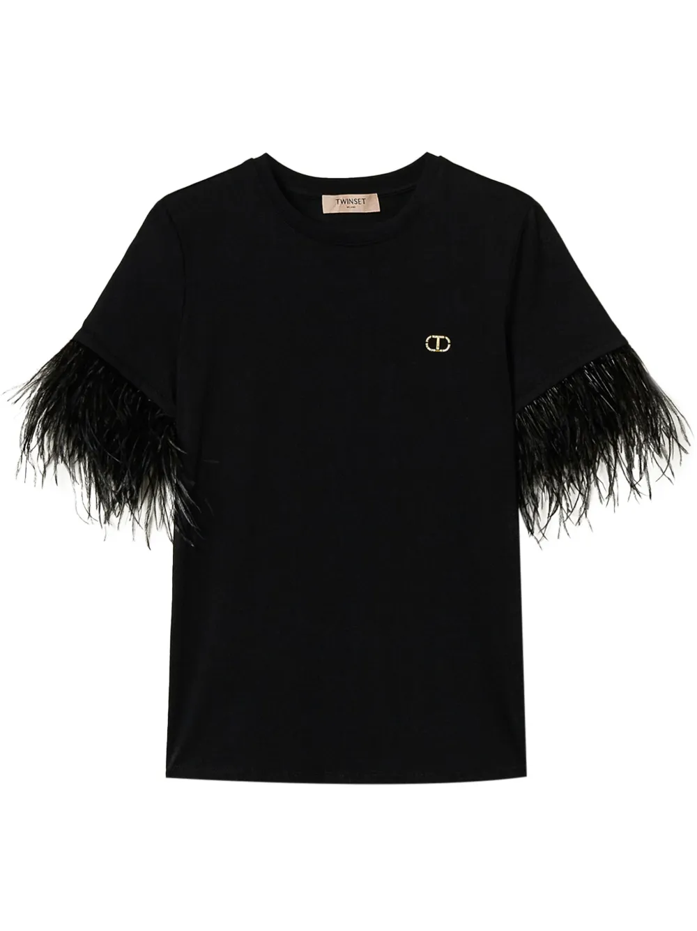 TWINSET feather-detailing T-shirt - Nero