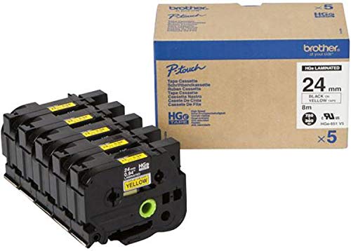 Brother Hge651V5 Nastro Laminato, Nero/Giallo, 5 Pezzi