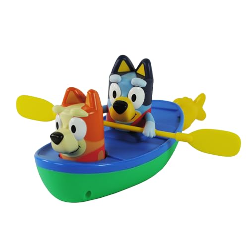 Tomy Toomies Giocattolo Da Bagno Canoa Bluey |Bluey E Bingo In Canoa Attivata Da Un Cordino Da Tirare | Giocattoli Bluey Con Licenza Ufficiale | Gioca